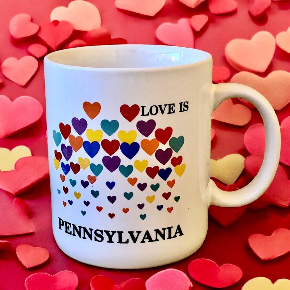 Love Is Pennsylvania Vintage Coffee Mug By Papel USA HEARTS